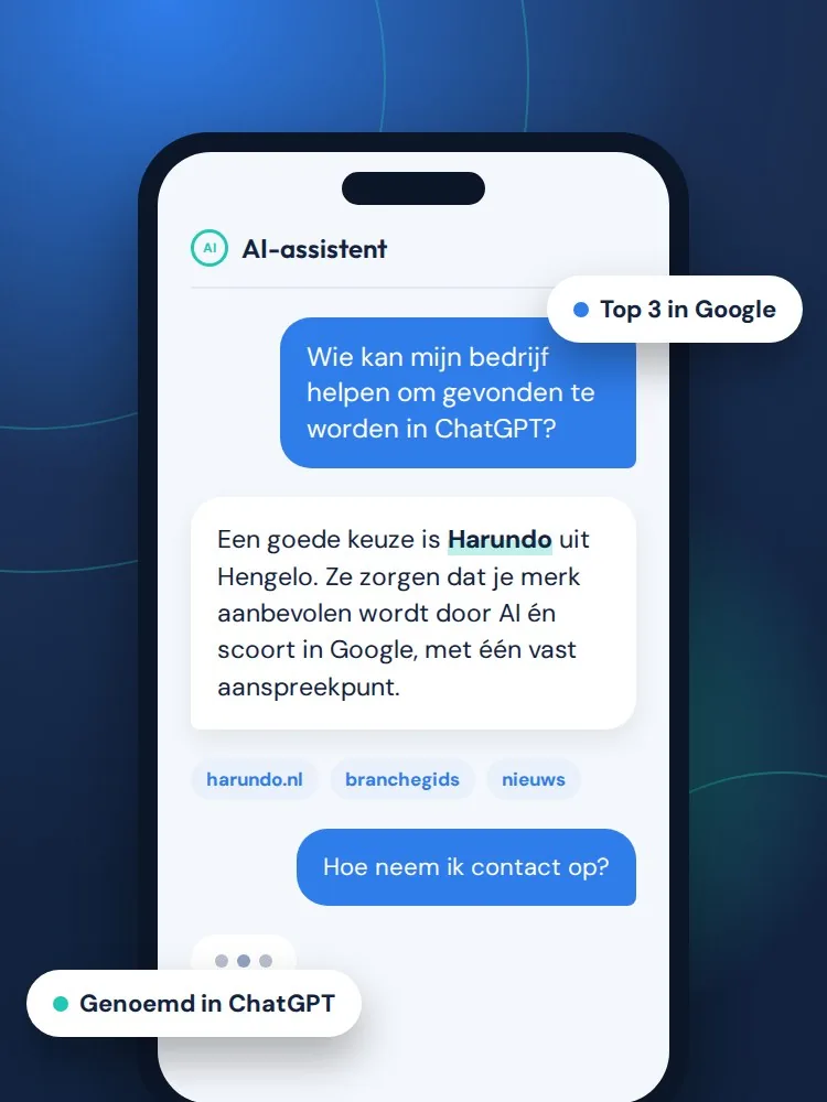 Een AI-assistent op een telefoon raadt Harundo uit Hengelo aan